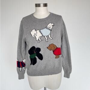 CLARE V. Los Angeles Paco & Friends Dog Puppy Gray Sweater / Sz M / Designer